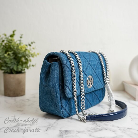 NWT Tory Burch Willa Denim Small Shoulder Bag Crossbody - Picture 2 of 9